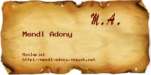 Mendl Adony névjegykártya